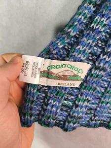 Aran Crafts Grobstrick Schal aus reiner Wolle, blau grün grau Made In Ireland - Bild 1 von 5