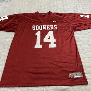 Oklahoma Sooners Football Jersey Mens Large Red White NCAA Football #14 Nike - Picture 1 of 11