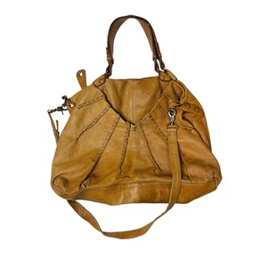 Junior Drake weiches hellbraunes Leder Hobo Bag Schultertasche Handtasche Y2K Umhängetasche braun LESEN - Bild 1 von 12