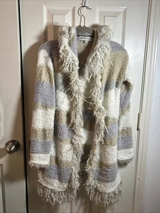 Knox Rose Soft Blanket Fringe Open Hooded Cardigan Women's Size S - Picture 1 of 6