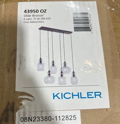 Kichler Riviera 35.5 in. 6-Light Olde Bronze Linear Chandelier 43950OZ - Image 1 of 2