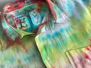 Europann Linen Men’s Tye Dye Button Down Dress Shirt Size L - Picture 1 of 8