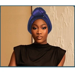 African Women Hijab Aso Oke Headtie Bonnet Auto Gele Turban Head Wrap Chemo Hat - Bild 1 von 32