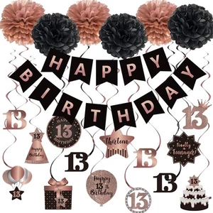 BRT Bearingshui Feliz 13 Cumpleaños Colgante Remolinos Serpentinas Conjunto de Decoración,... - Imagen 1 de 5
