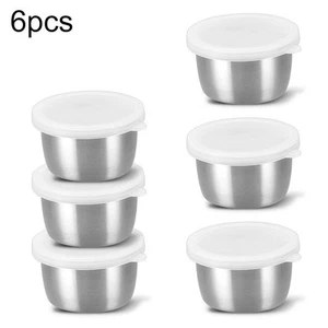 Compact Stainless Steel Bowls Set with Lids 6pcs Food Storage Containers - Picture 1 of 18