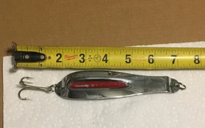 Señuelo de pesca vintage Bayou - Cuchara especial #5 CR - Cromo con rayas rojas - Imagen 1 de 4
