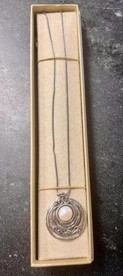 Vintage Didae Israel Sterling Silver 925 Pendant Necklace With Pearl & Amethyst - Image 1 of 4