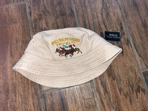 Polo Ralph Lauren 3 Horseman Bucket Hat Tan Khaki New With Tags - Picture 1 of 11
