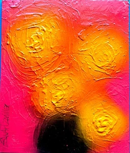 colorful ART ABSTRACT FLORAL Upcycled acrylic Painting Original SWARTZMILLER DNA - Picture 1 of 20