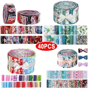 40 Pezzi Tessuto Cotone Floreale Patchwork Rotolo Tessuto Gelatina Quarti Grassi Tessuto Striscia - Foto 1 di 10