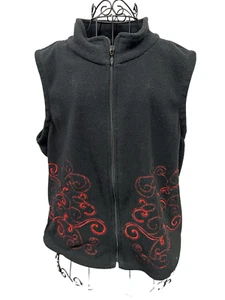 Mountain Lake Womens Full zip Side Pockets Embroidered Gray Fleece Vest Large P - Picture 1 of 6