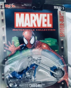 TC13 New Maisto  Marvel Motercycle 2003 Collection Spiderman Midnight Chrome - Picture 1 of 3