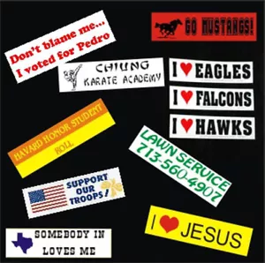 Set Custom Personalized Bumper Stickers Decals Full Color/Weather Proof - Foto 1 di 3