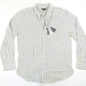 GALAXY HARVIC CHECK YELLOW NAVY BLUE LARGE STRETCH SLIM BUTTON FRONT SHIRT NEW - Picture 1 of 7