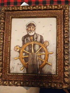 Vtg ARTINI ARTS Framed Etched Engraving - Sailor/Ship Captain - Approx 13 1/2" - Picture 1 of 12