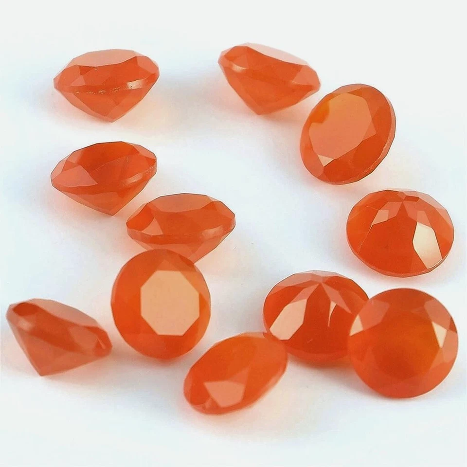 Wholesale Lot of 10mm Round Faceted Natural Carnelian Loose Calibrated Gemstone - Image 1 of 4