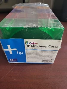 HP Slim Jewel Cases 5 Colors 50ct -1 NIOP CD DVD Case - Afbeelding 1 van 4