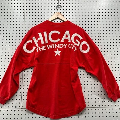 Camisa Pullover Chicago Windy City Spirit Para Hombres XS Roja Manga Larga 20.5x28 Foto 1 de 4