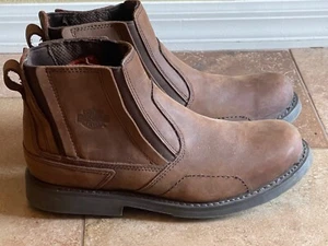 Harley Davidson Brown Leather Suede Biker Boots Motorcycle Pull On Sz. 11 #93040 - Picture 1 of 8