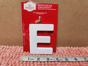 Holiday Time Christmas Ornament Monogram Letter "E" Ornament White 3.5" NEW - Picture 1 of 3