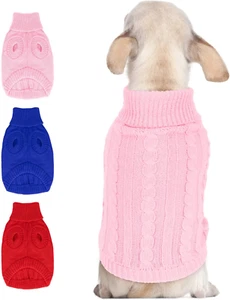 Medium Small Dog Sweater, Classic Knitted Dog Jumper Pet Cat Warm Sweatshirt Tur - Picture 1 of 12