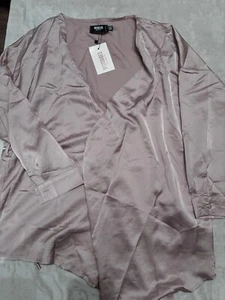 Missguided Maternity Womans Satin Wrap Top Size 14 Color Beige UK - Picture 1 of 4