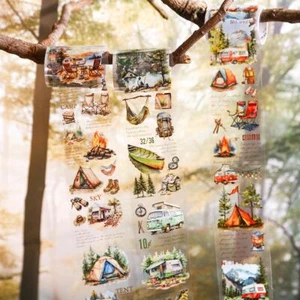 Cinta adhesiva PET para camping salvaje pegatinas revistas planificador álbumes de recortes suministros - Imagen 1 de 12