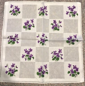 HERMOSO PAÑUELO VINTAGE CON MOTIVO FLORAL VIOLETA 12 X 12 - Imagen 1 de 3