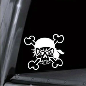 Pirate Skull Jolly Roger 2 Vinyl Decal Stickers BOGO FREE Car Window Laptop USA - Picture 1 of 4