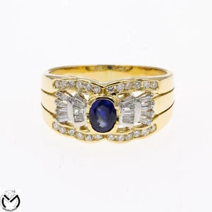 Anello in oro giallo 18 Kt 750 con diamanti zaffiro -305/ST- - Foto 1 di 4