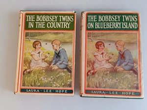 Vintage 2 Book Lot THE BOBBSEY TWINS Laura Lee Hope HCDJ 1940s Preowned - Picture 1 of 20