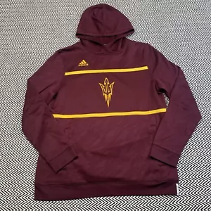 Adidas MENS LARGE Arizona State ASU Sun Devils Climate Hoodie Burgundy - Picture 1 of 5