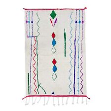 Moroccan Handmade Beni Ourain Rug 5'x7'5'' Berber Geometric Green Wool Area Rug