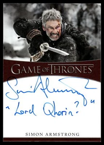GAME OF THRONES IRON ANNIVERSARY Simon Armstrong "LORD QHORIN?" INSCRIPTION AUTO - Picture 1 of 2