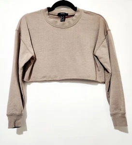 Women's ~Forever 21~ Brown Long Sleeve Factory Crop Sweatshirt Size Small - Picture 1 of 9