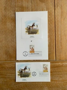 US USA 1987 FDC & PROOF CARD FLEETWOOD SOUTH DAKOTA PRONGHORN DEER - Picture 1 of 2