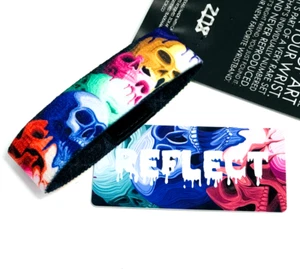 ZOX **REFLECT** Silver Strap medium MYS Wristband w/Card SKULLS - Picture 1 of 3