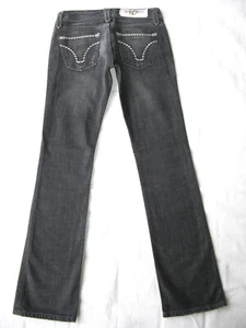 Pantalones de mezclilla ajustados Taverniti Dolly 16 para mujer talla 28 negros grises desgastados elásticos L33 - Imagen 1 de 10