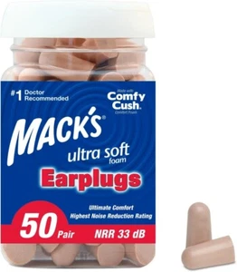 Mack's Ultra Soft Foam Earplugs, 50 Pair - 32dB Highest NRR, Comfortable Ear Plu - Picture 1 of 7