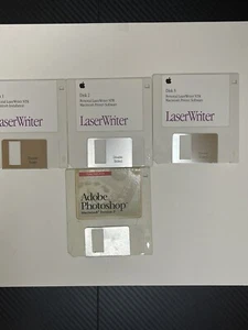 Adobe Photoshop 2.0.1 Software For Mac 3.5 Inch Floppy & Apple Laser Writer Disk - Picture 1 of 12