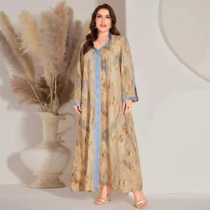 Maxi abito donna musulmano Abaya abito caftano marocchino Turchia islamico arabo abbigliamento - Foto 1 di 8