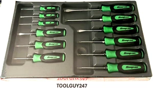 SNAP ON TOOLS SGDXW120B G 12pc GREEN Soft Grip Combination Screwdriver Set NEW - Bild 1 von 14