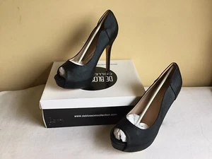 New Womens De Blossom Collection Black Open Toe Stiletto High Heels Pump 10 - Picture 1 of 5