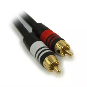1.5ft 2 Wire RCA Premium Component Audio Cables 24K Gold Plated Black - Picture 1 of 2