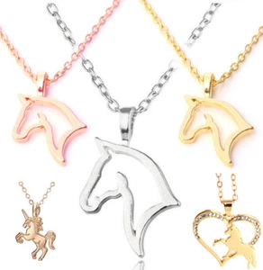Halskette mit Anhänger Pferdekopf Pferdeanhänger Pferd Pony Kette Reiten Fan - Bild 1 von 14