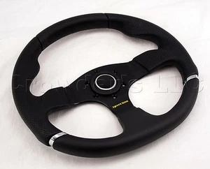 Sport Line Runner Steering Wheel 350mm Black Leather Black Spokes 20208 - Foto 1 di 12