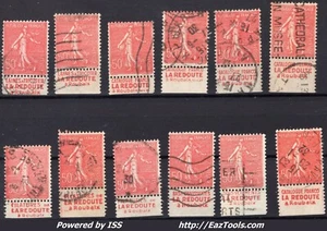 FRANCE 12 SEMEUSE N° 199 AVEC BANDELETTE PUB LA REDOUTE AVEC OBLITERATION - Picture 1 of 2