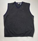 Vintage Izod Sweater Vest Charcoal Grey And Navy Womens Size XL