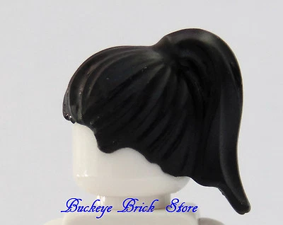 NEW Lego Female BLACK HAIR Town City Girl Friends Minifigs Head Gear w/Ponytail - Image 1 of 2