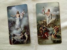 2 CARTES SAINTES Catholiques Vintage Christ Jésus Ressuscité Pâques #C12